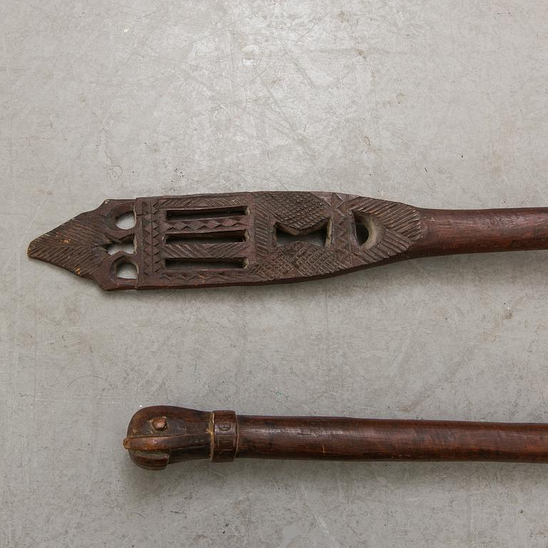 A set of two African ceremonial wooden paddles first half of the 20th century.