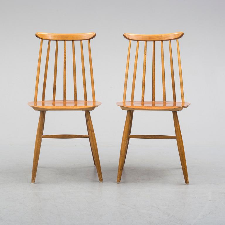 ILMARI TAPIOVAARA, 6 birch and teak chairs "Fanett".