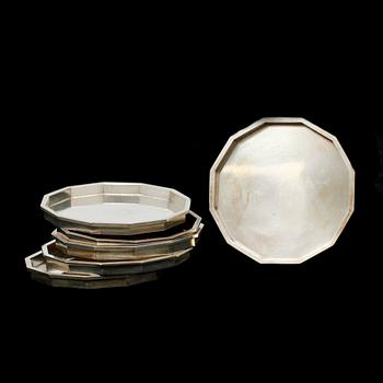 COASTERS, 6 st, sterlingsilver, Wiwen Nilsson, Lund 1973-75.