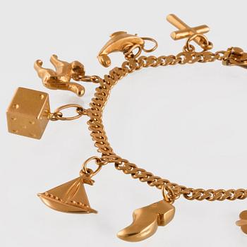 BERLOCKARMBAND,18K guld, importstämplad. Vikt  16,5 gram.