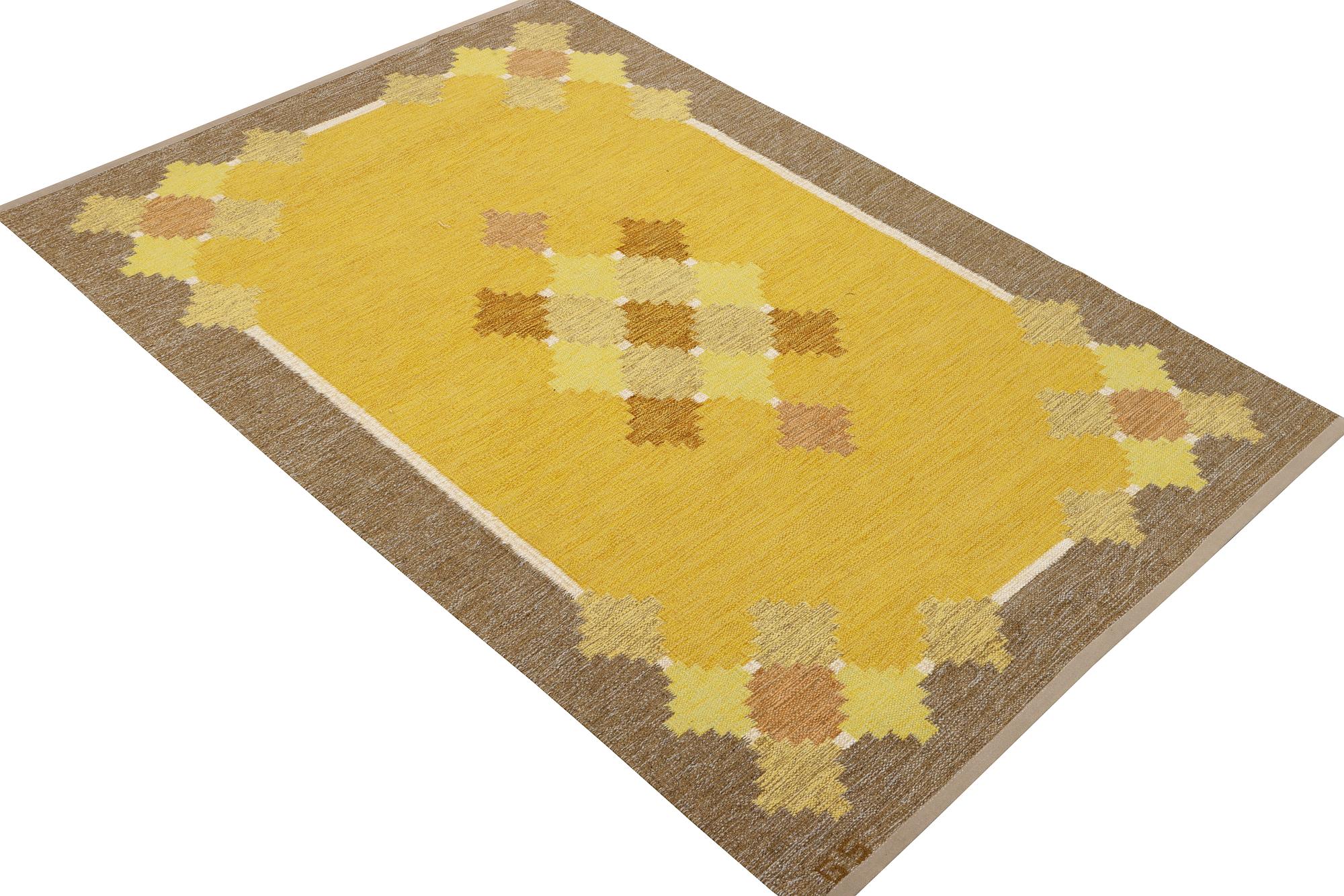 A flat weave carpet, signed GS, c. 205 x 139 cm.