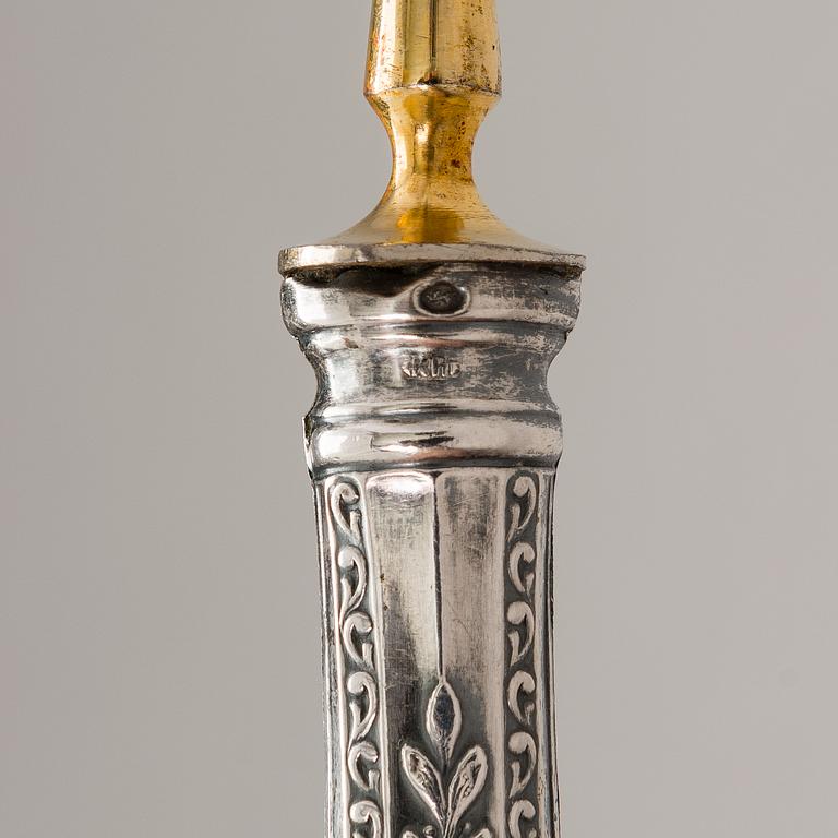 SERVERINGSBESTICK, 2 par, silver och förgyllt stål, Karl Hohmann, Pforzheim, Tyskland, 1920-30-tal.