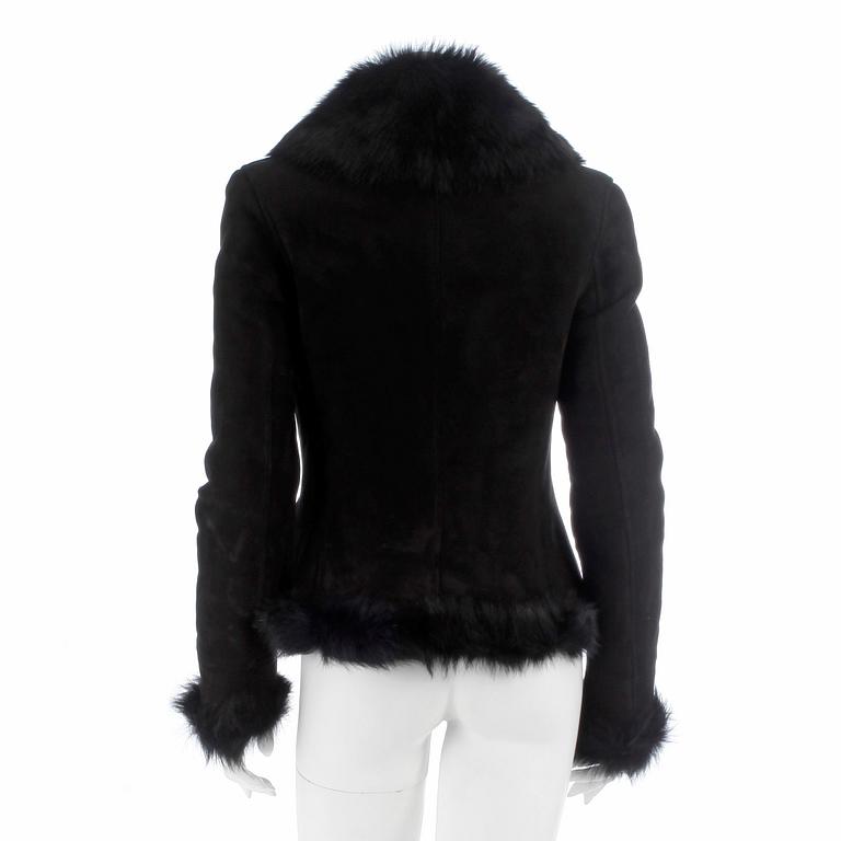 RALPH LAUREN, a black lamb shearling jacket, size 8.