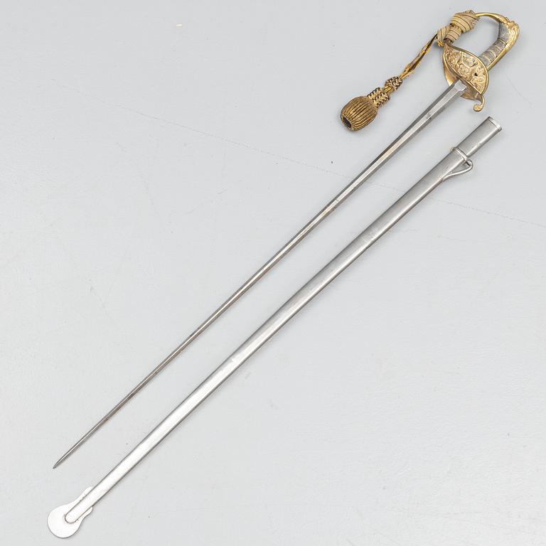 A Swedish officer's sword with scabbard, second half of the 19th Century.