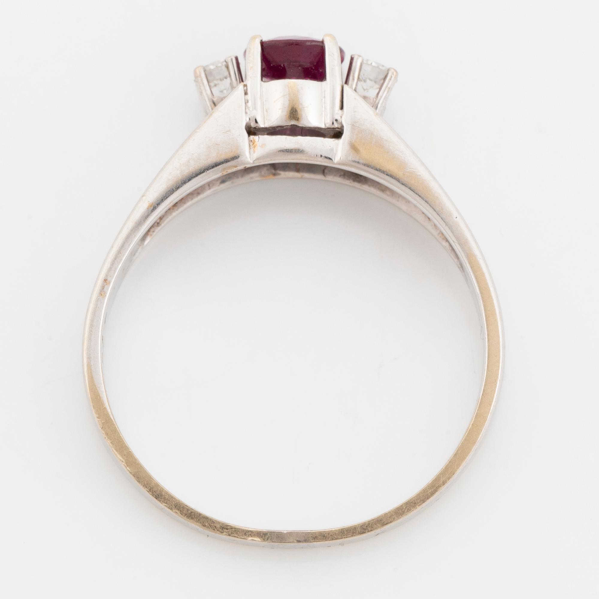 Ruby and brilliant cut diamond ring.