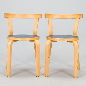 Alvar Aalto, tuoleja, 4 kpl, malli 68, Artek 1970-luku.
