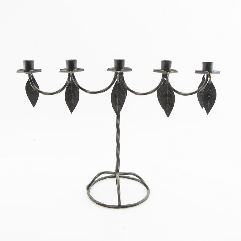Candelabras, a pair, wrought iron, 20th century.
