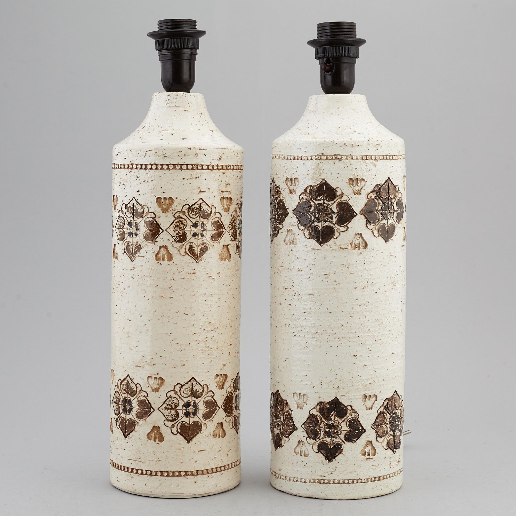 A pair of Bitossi stoneware table lights, Italy.