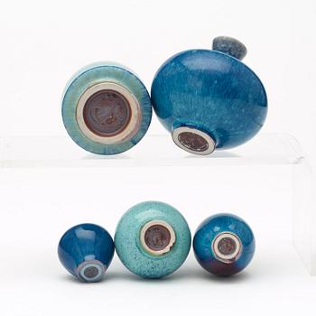 Berndt Friberg, a set of twelve miniature vases and bowls, Gustavsberg Studio, one dated 1969.