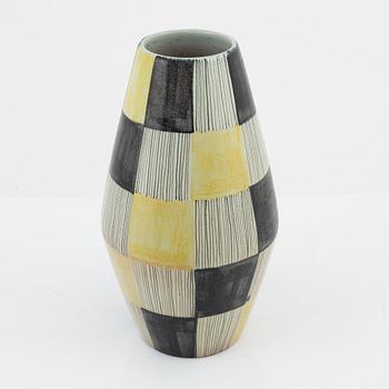 Carl-Harry Stålhane,  vase, "Torro faience", decor by Aune Laukkanen, Rörstrand, Sweden ca 1952.