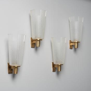 A set of four Swedish Modern wall lamps, 1940's.