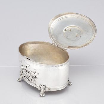 A Swedish 19th century silver sugar-casket, marks of Henrik Christoffer Klint the younger, Stockholm 1817.