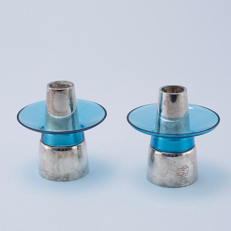 a pair of silver candlesticks, Georg Jensen, Denmark.