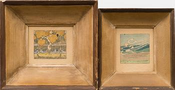 Two watercolour paintings, signed. Dated a tergo 1910.