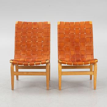 BRuno Mathsson, a pair of "Eva" armchairs, Firma Karl Mathsson, Sweden, 1970.