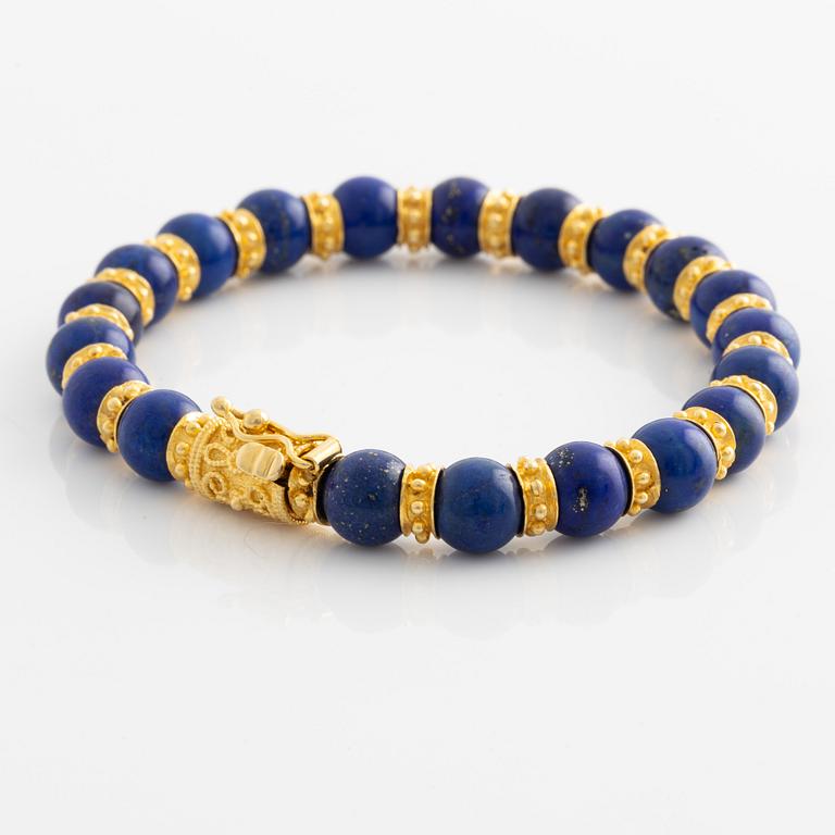 Bracelet 18K gold and lapis lazuli.