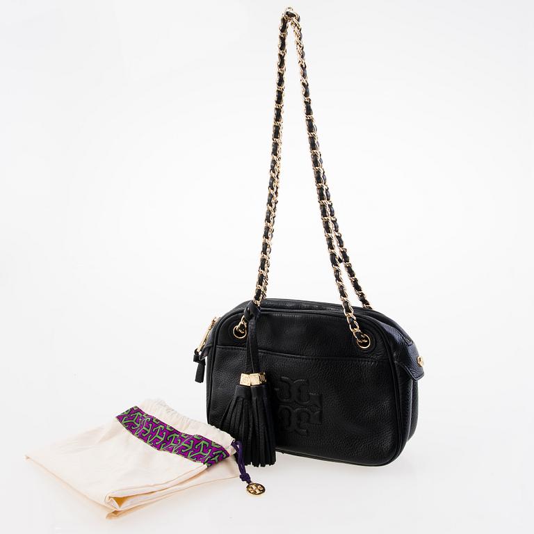 Tory Burch Black Leather Cross Body Bag.