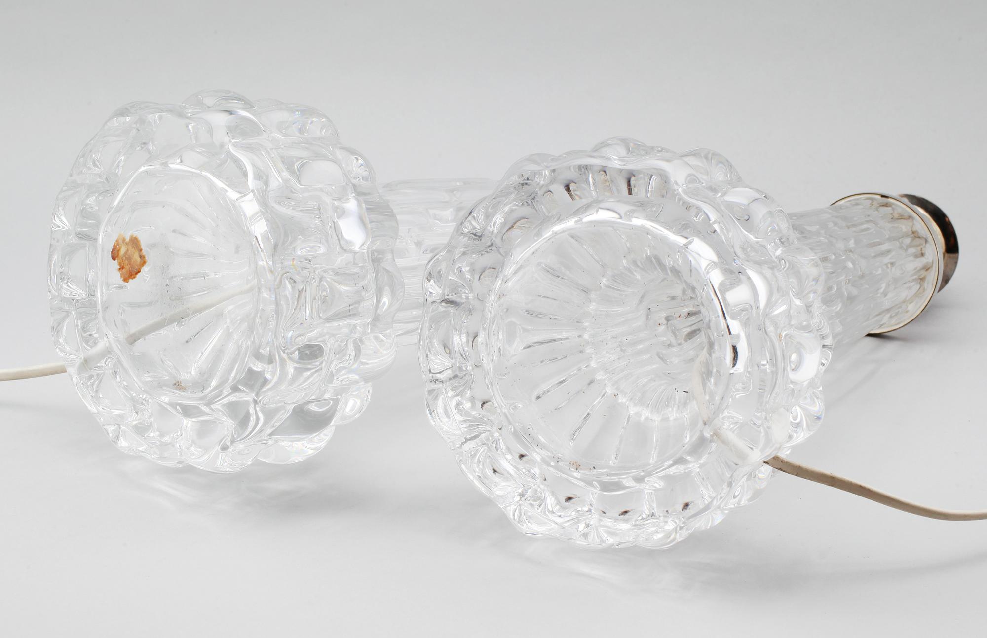 BORDSLAMPOR, 1 par, glas, Carl Fagerlund, Orrefors, 1900-talets andra hälft.