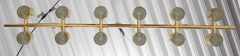 Hans-Agne Jakobsson, a 12 lights brass ceiling lamp, model 746/12, Markaryd Sweden, 1960-70's,