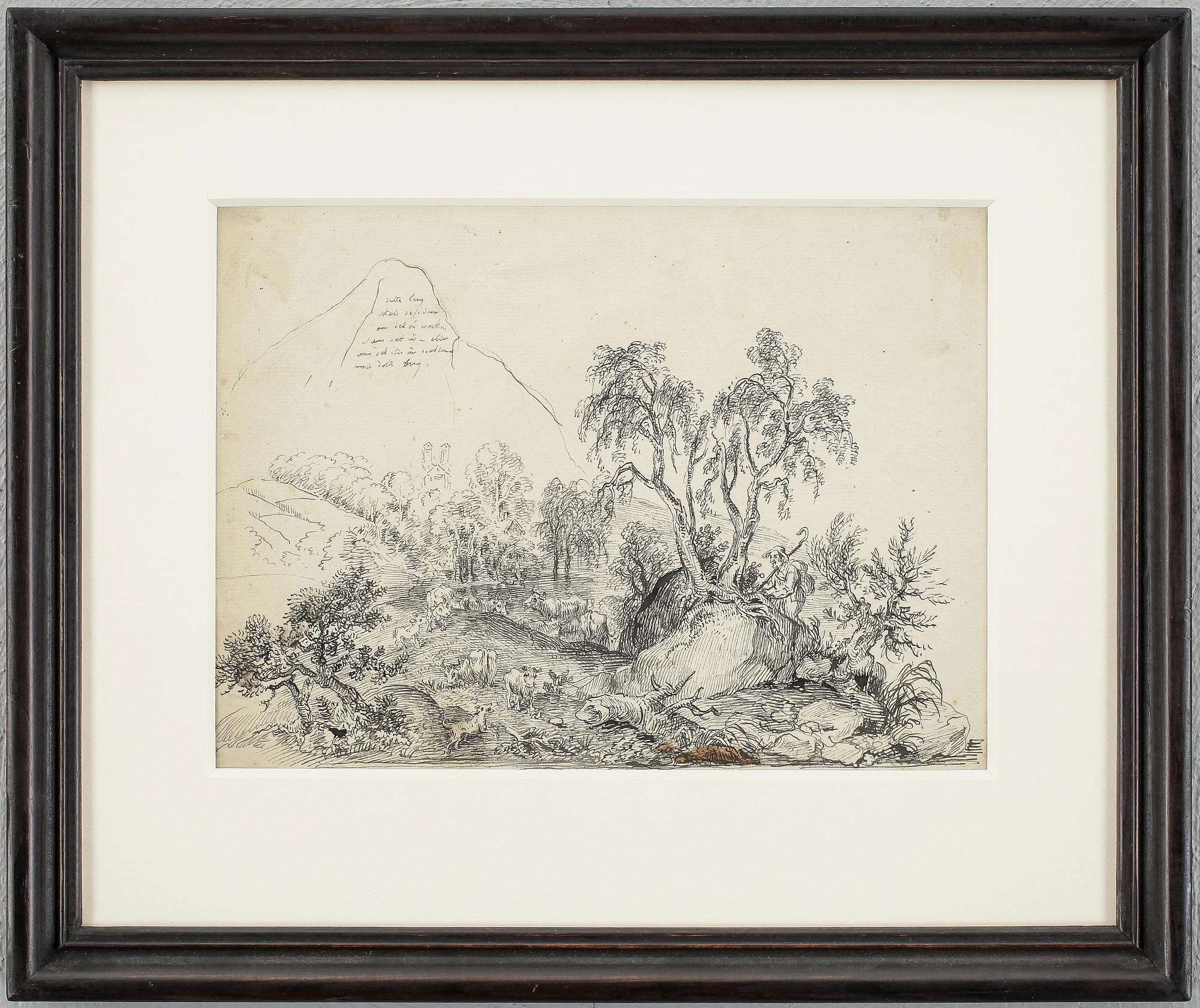 ELIAS MARTIN, Svart bläck på papper Signerad eller inskriberad ”Elias Martin” på baksidan och numrerad ”242” i röd krita.