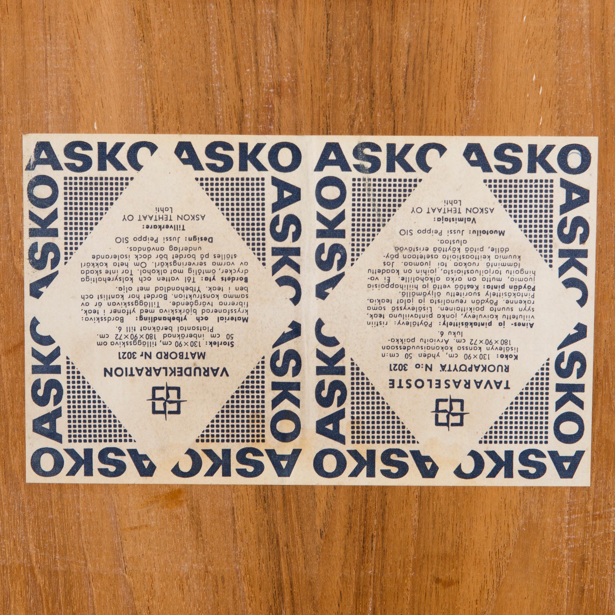 A 1960s 'Tectonia' dining table for Asko, Finland.