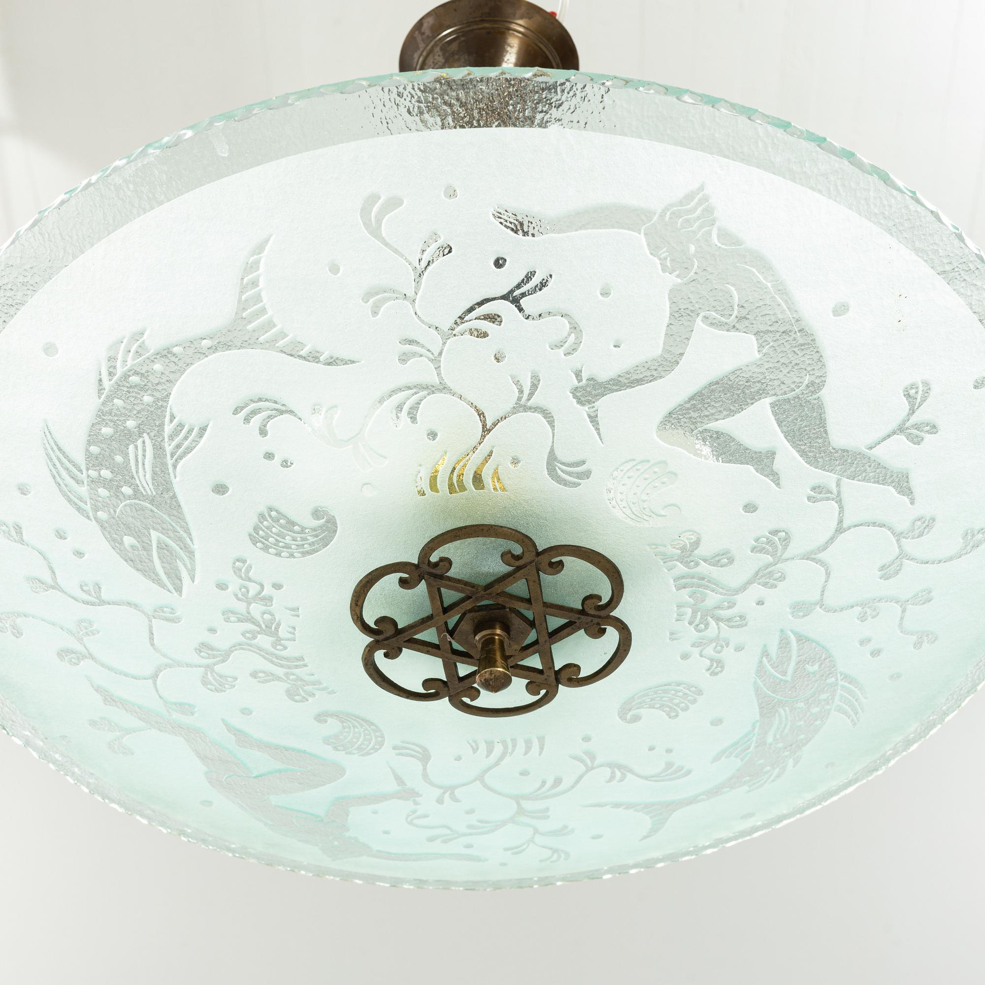 A Swedish Grace ceiling lamp, 1920's/30's.