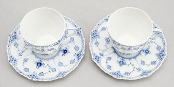 KAFFEKOPPAR MED FAT, 15 st, porslin, Royal Copenhagen.