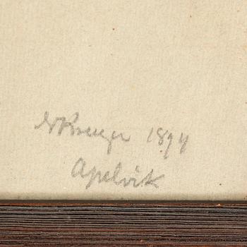 Nils Kreuger, indian ink and pencil on paper, signed NKreuger and dated Apelvik 1894.