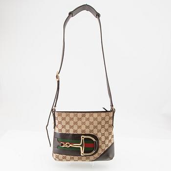 Gucci, axelremsväska Horsebit Canvas Sherry Line.