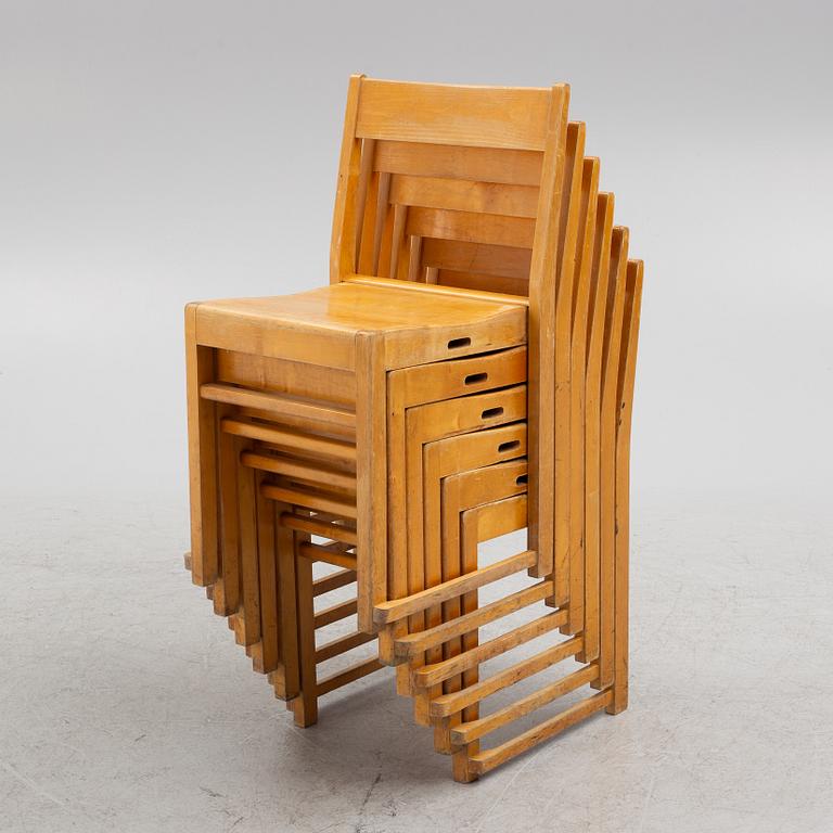 Chairs, 6 pcs, known as "Orkesterstol", assembled by Monteringsfabriken Dala-Järna.