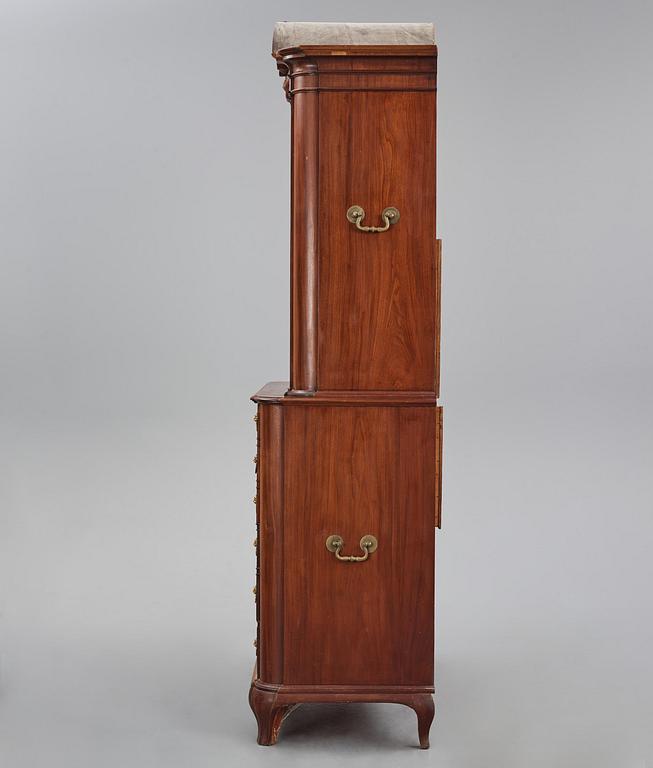 A Swedish rococo mahogany writing cabinet attributed to N. Dahlin (master in Stockholm-1761-87).