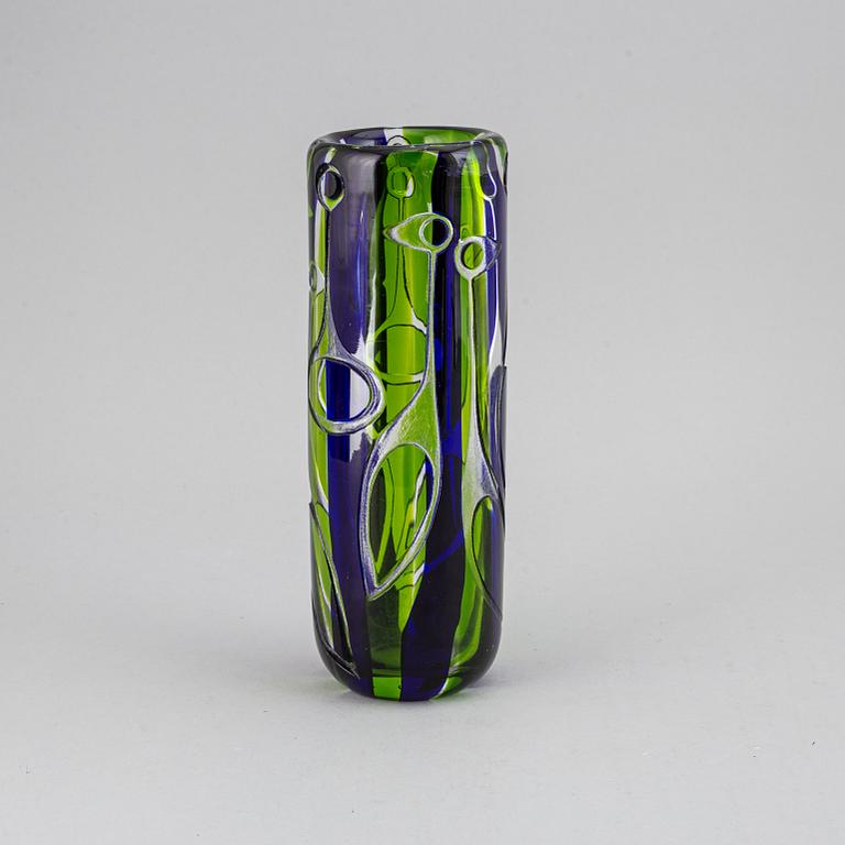 Vicke Lindstrand, a signed glass vase, Kosta Boda.