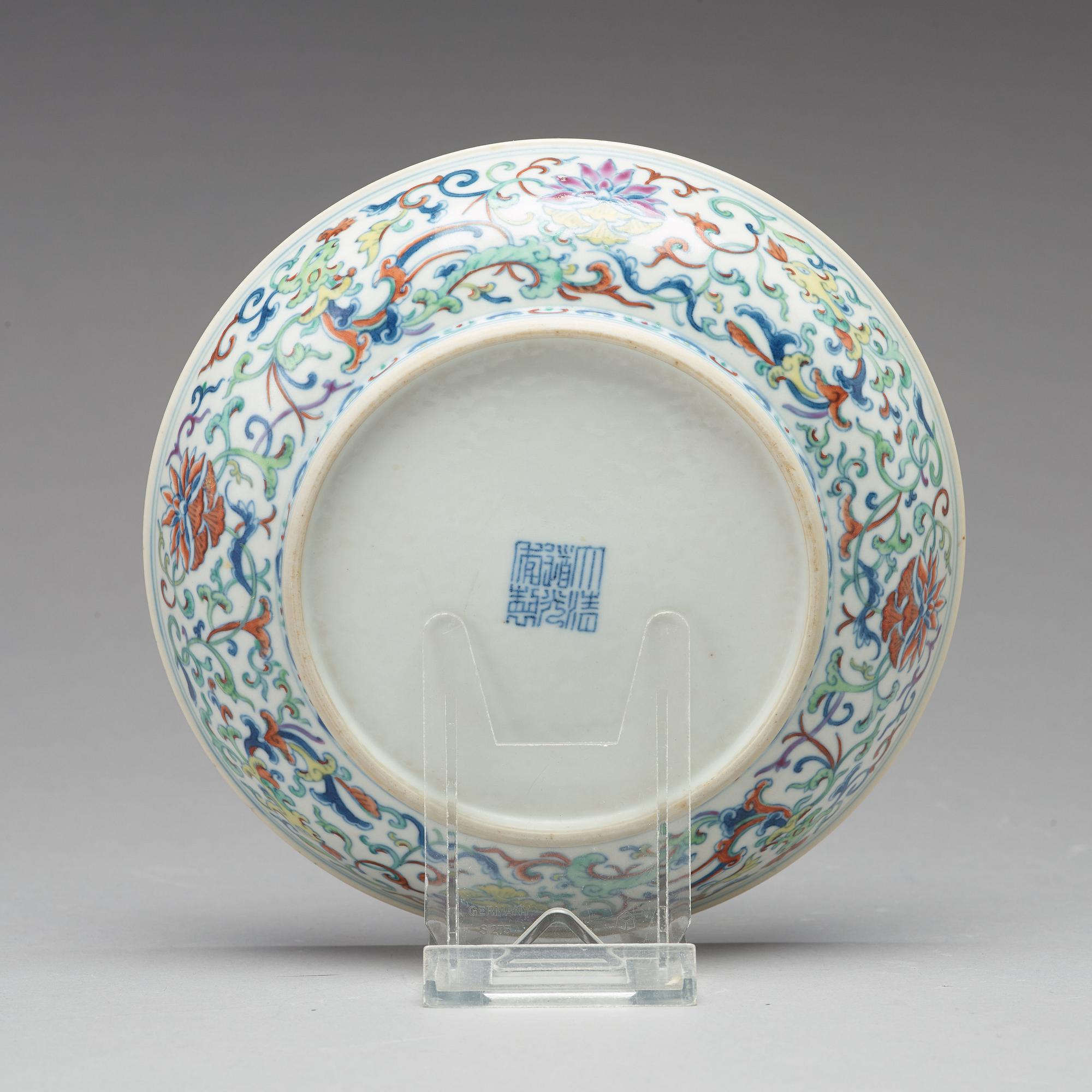 A doucai dish, Republic (1912-49), with Daoguangs six character mark.
