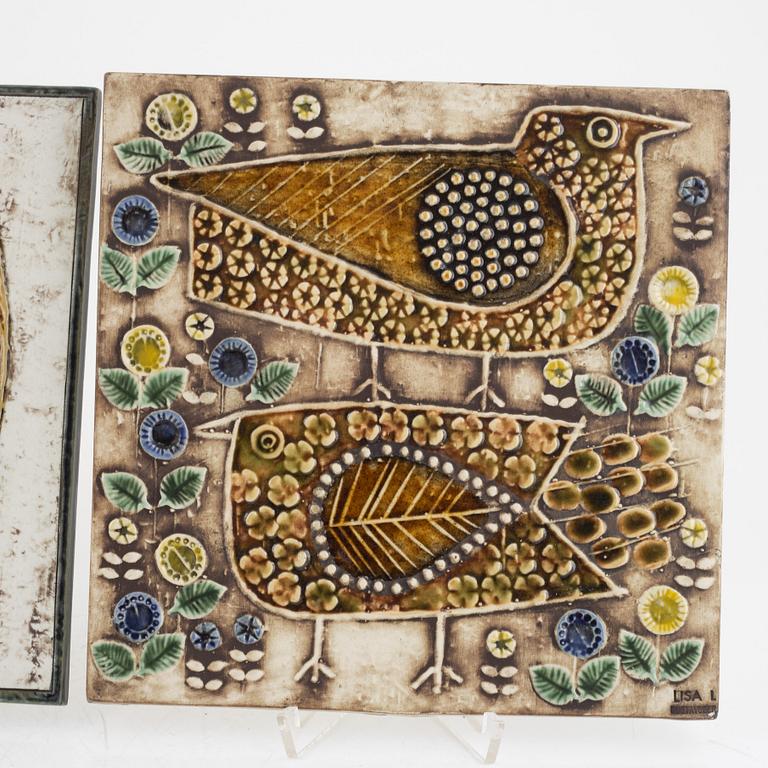 Lisa Larson, three stoneware wall reliefs, Gustavsberg, Sweden.