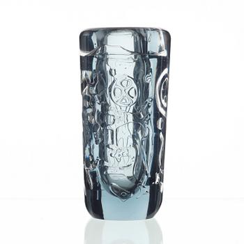 Vicke Lindstrand, a unique 'Petroglyph' glass vase, Kosta 1950's-60's.