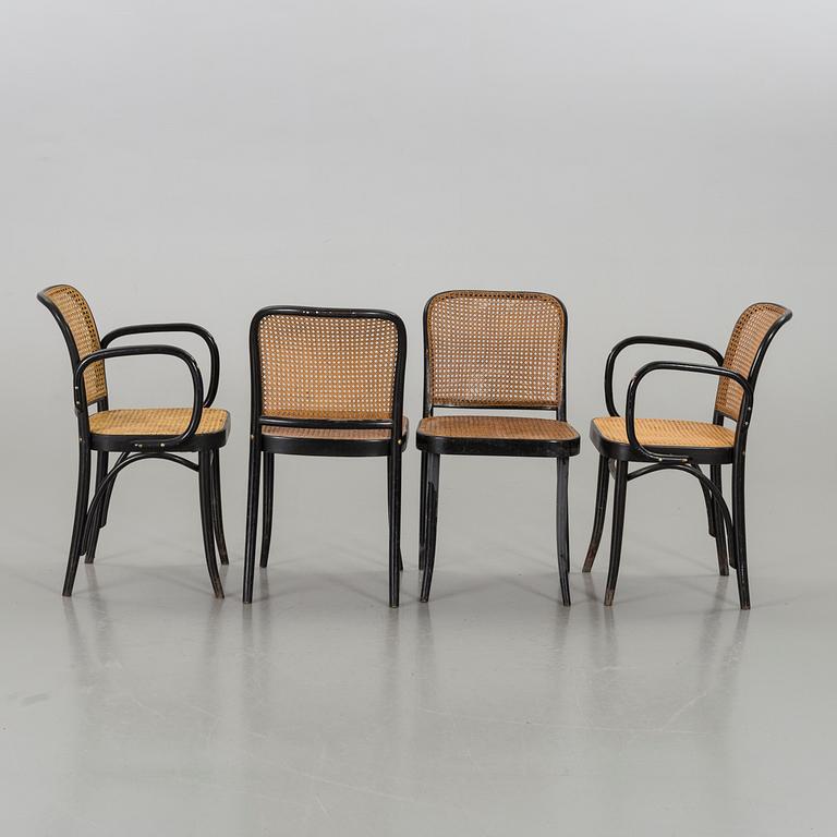 A SET OF 2 THONET STYLE ARMCHAIRS AND 2 CHAIRS, 20th century.