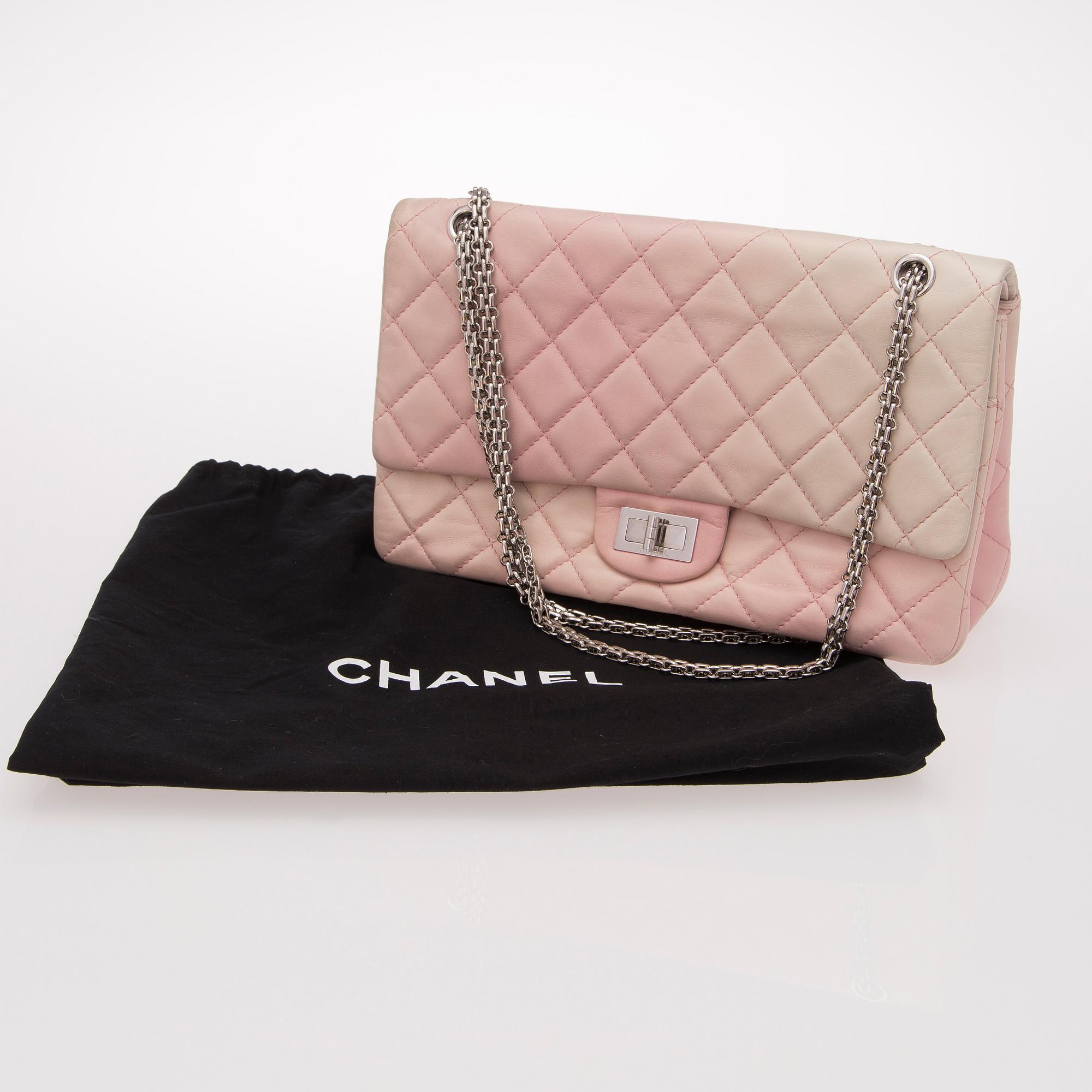 Pink White Ombre Degrade 2.55 Reissue 227 Jumbo Double Flap Bag.