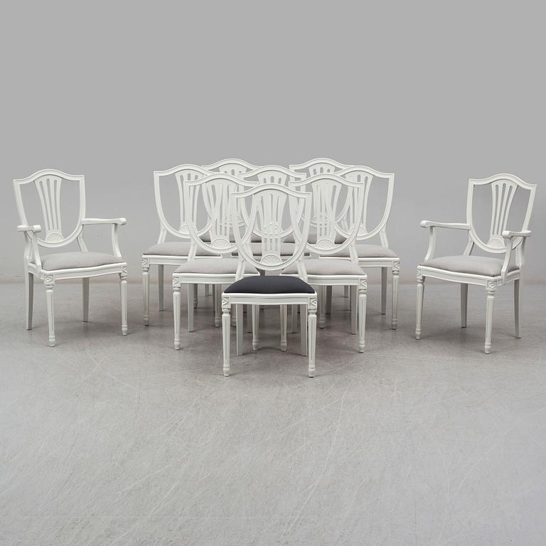 A set of 10 chairs, gustavian style, late 20th century.