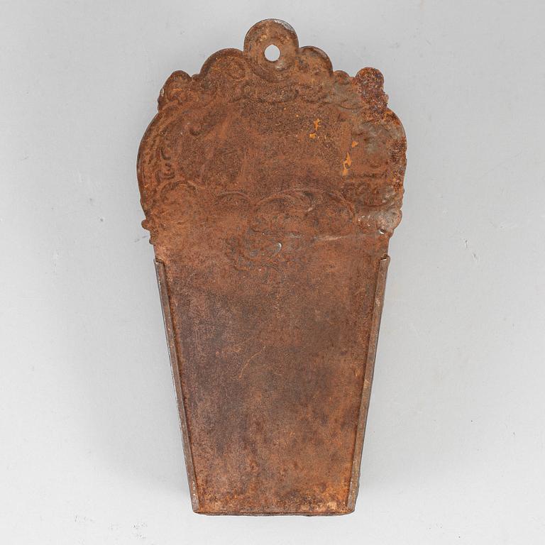 An 18th century tinplate cutlery holder.