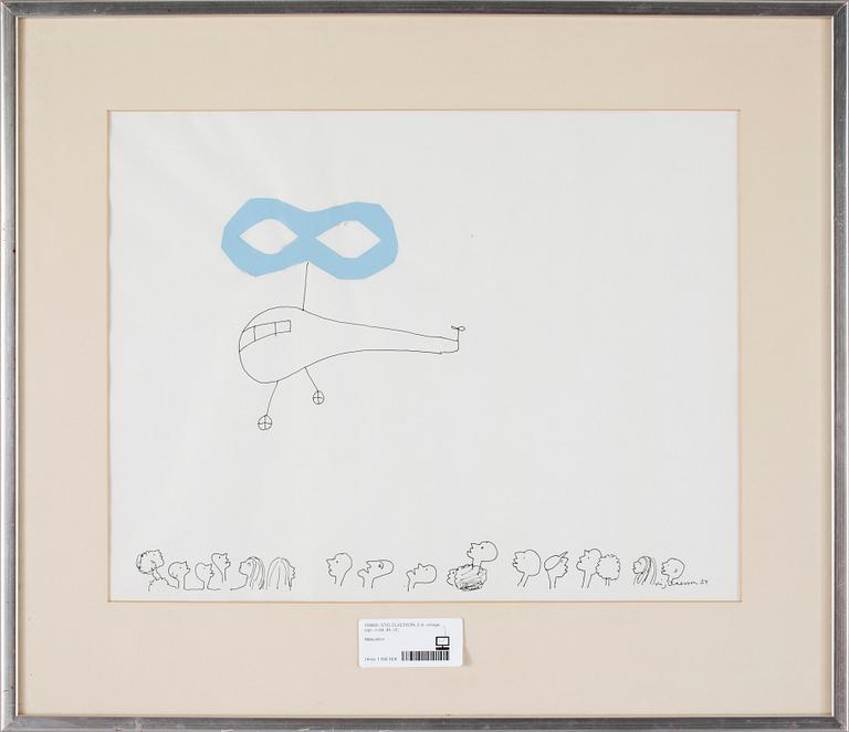 STIG CLAESSON, 2 st, collage, sign. o dat. 84.