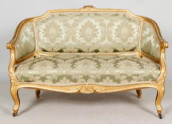 SALONGSMÖBEL, 5 delar, rokokostil, sent 1800-tal.