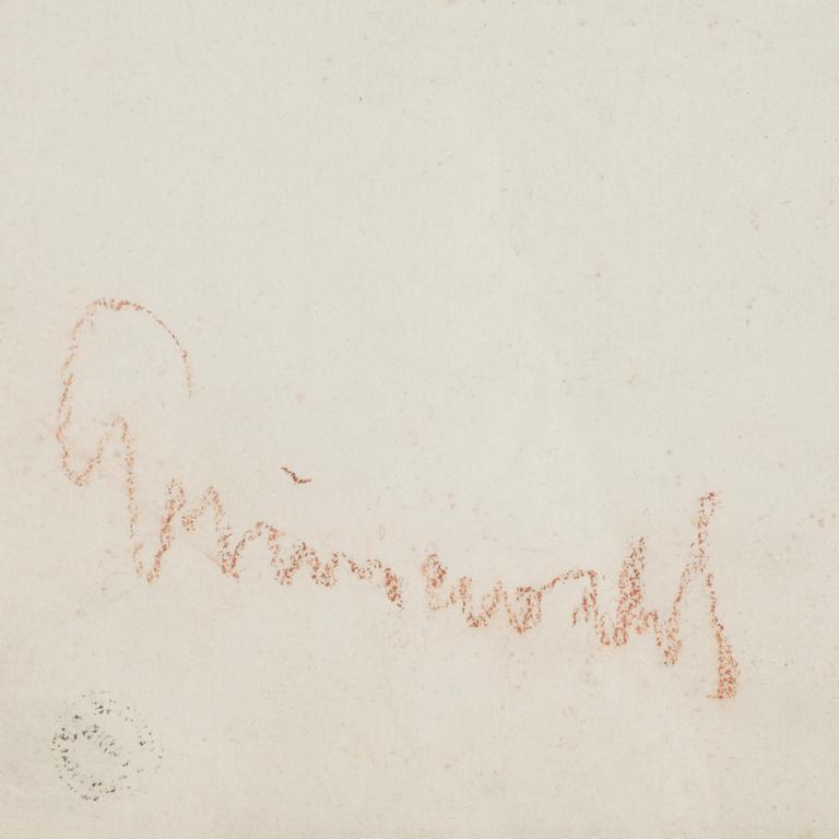 ISAAC GRÜNEWALD, kolteckning på papper, sign.