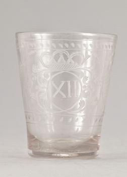 GLAS, Karl XII:s monogram, Tyskland, 1700-tal.