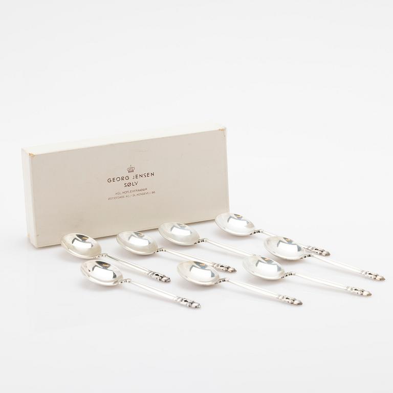 Johan Rohde, Soup spoons, 8 pcs, sterling silver, “Konge” / “Acorn”, Georg Jensen, Denmark, post-1945.