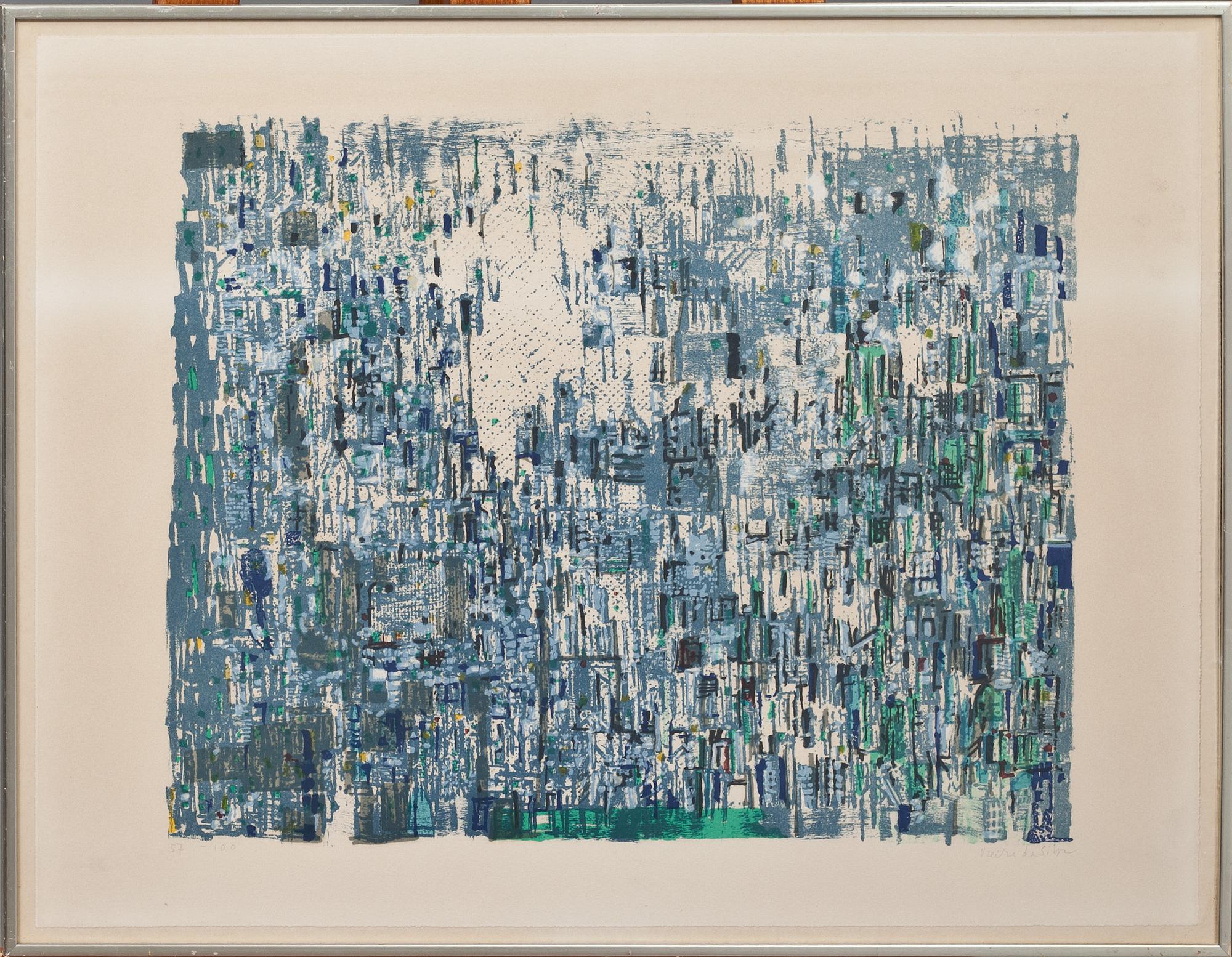 MARIA ELENA VIEIRA DA SILVA, färglitografi, sign o numr 52-100.