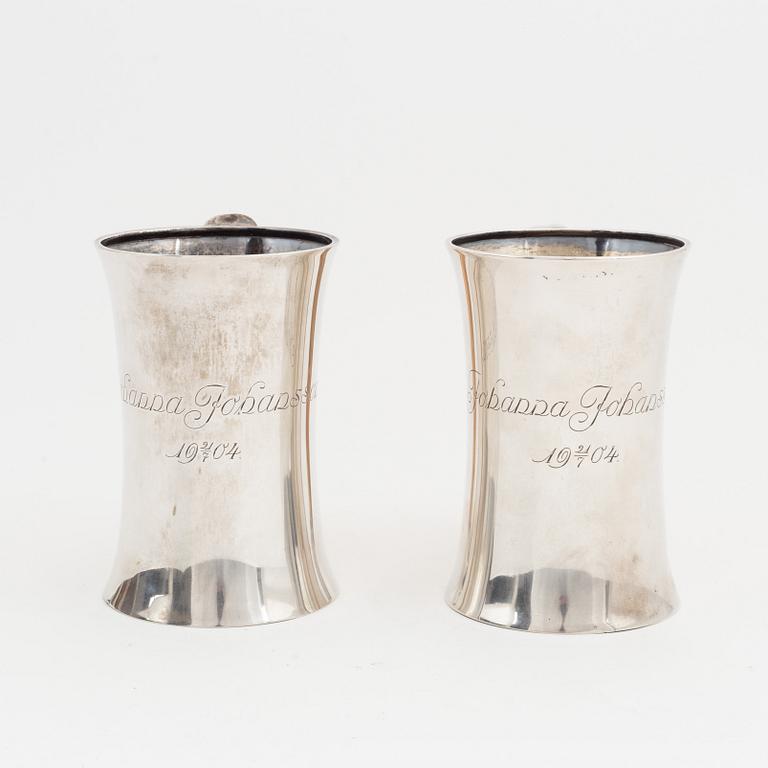 Two silver tankards by Axel Bergman Stockholm 1903 & 1904.