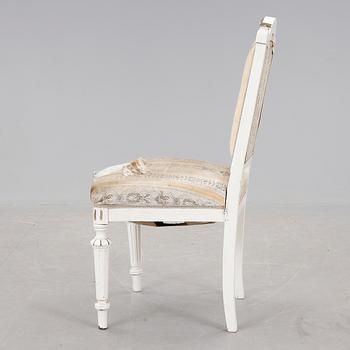 STOLAR, 3 st, nyrokoko, samt STOL, gustaviansk stil, 1800/1900-tal.