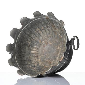Wine cooler with underplate, probably Germany, 19th century, and platter, Sweden, 18th century. Baroque style.