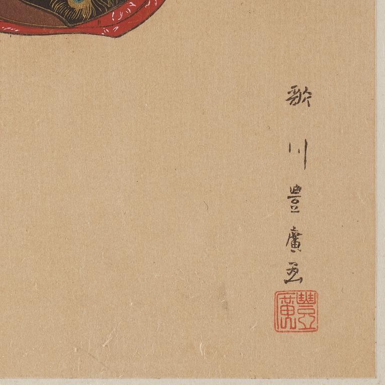 UTAGAWA TOYOHARU (1735–1814), efter, färgträsnitt. Japan, troligen 1900-tal.