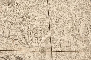 KARTA, Rhendalen, "Le Cours du Rhin de bale", le Rouge, Paris 1745, kopparstick.